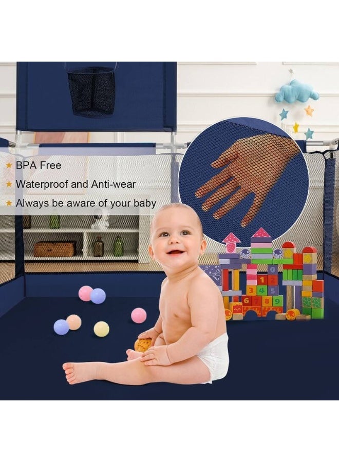 حظيرة لعب أطفال قابلة للطي محمولة مع طوق كرة سلة و30 كرة - سياج أمان داخلي وخارجي، مركز أنشطة مع سجادة لعب للأطفال الصغار - Image 4